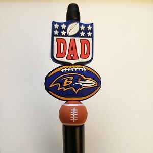 Handmade Baltimore Ravens NFL Dad Football Beaded Silicone Focal Bead Pen